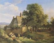 Church at Graupen in Bohemia (mk09) Adrian Ludwig Richter